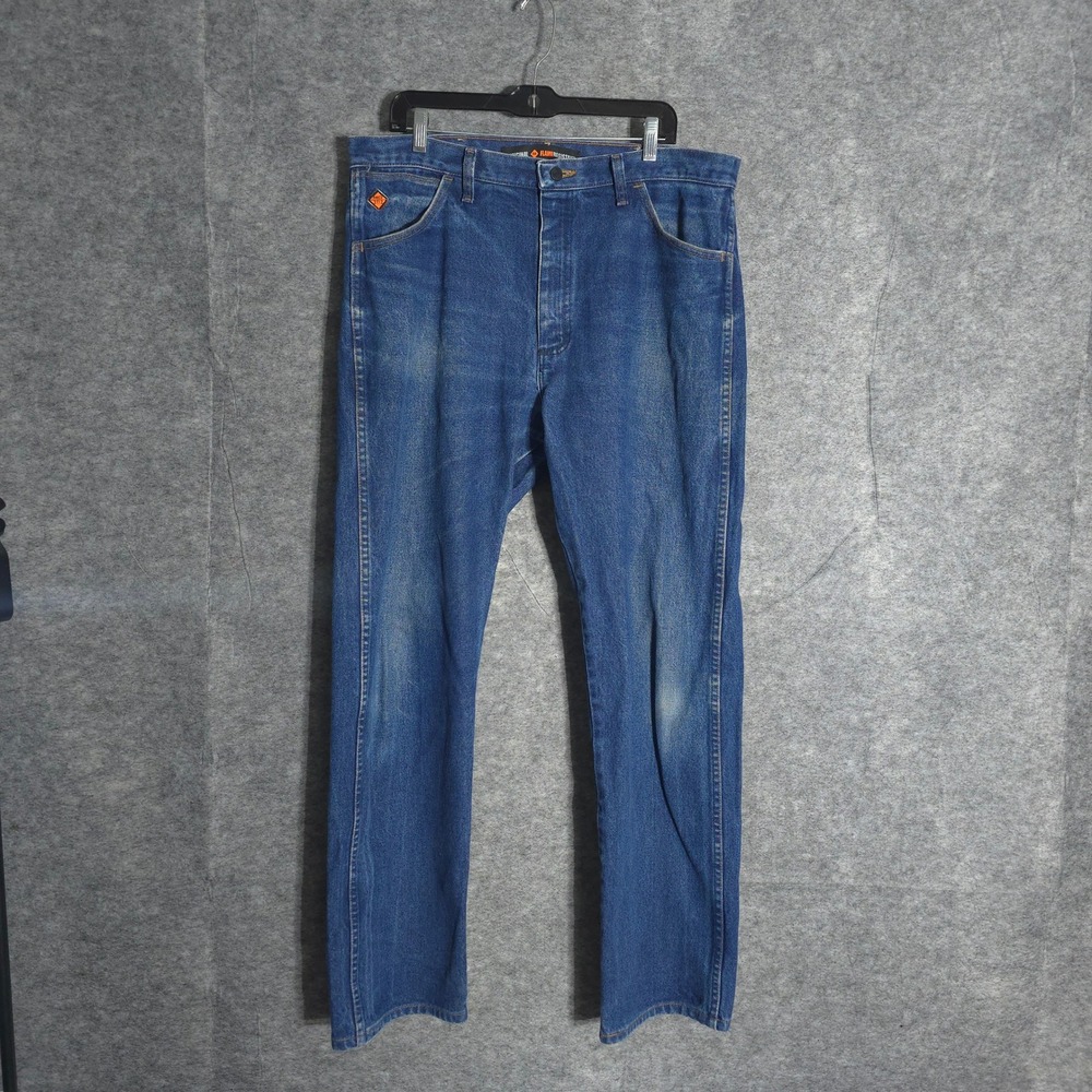 Wrangler Flame Resistant Jeans Mens 36x34 Blue Workwear FR Safety Rated Job Gear